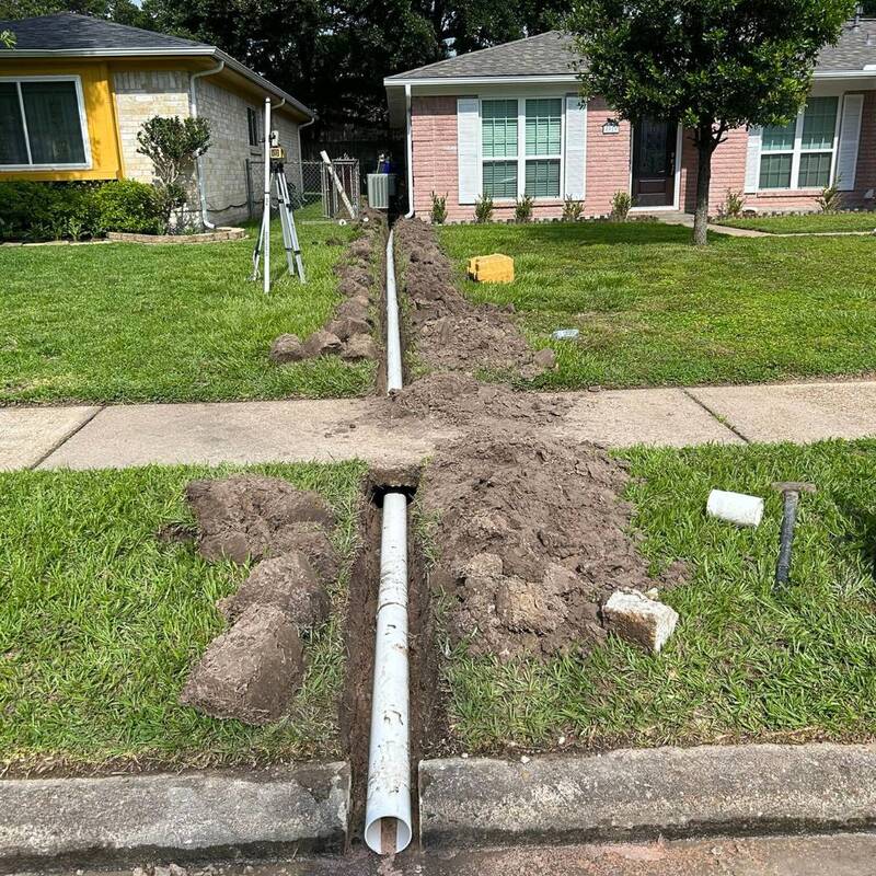 drain system installed for backyard