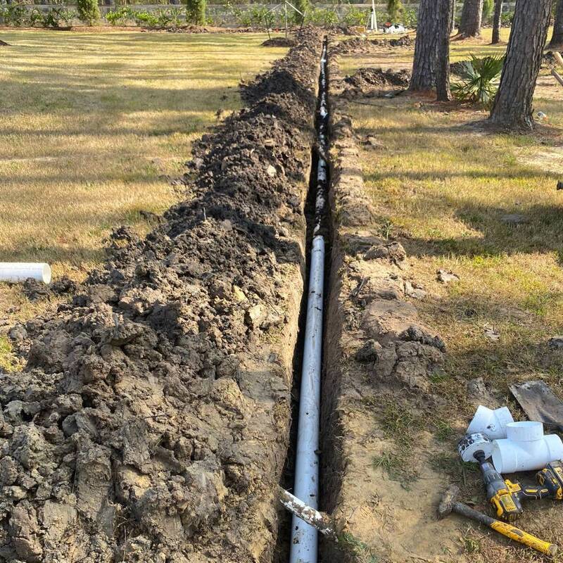 drain-piping installed in backyard 