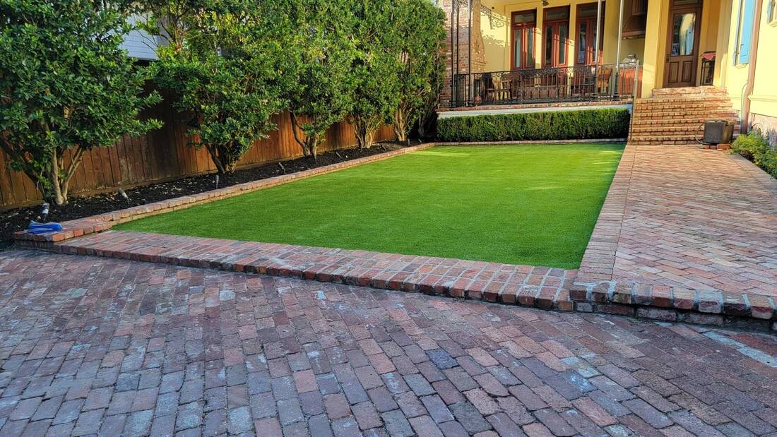 artificial grass for courtyard after installation