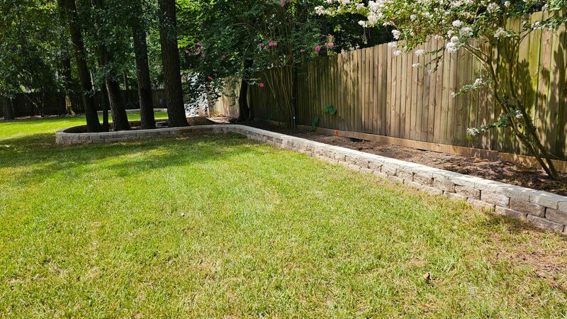 retaining-wall block along garden bed installed in tomball tx