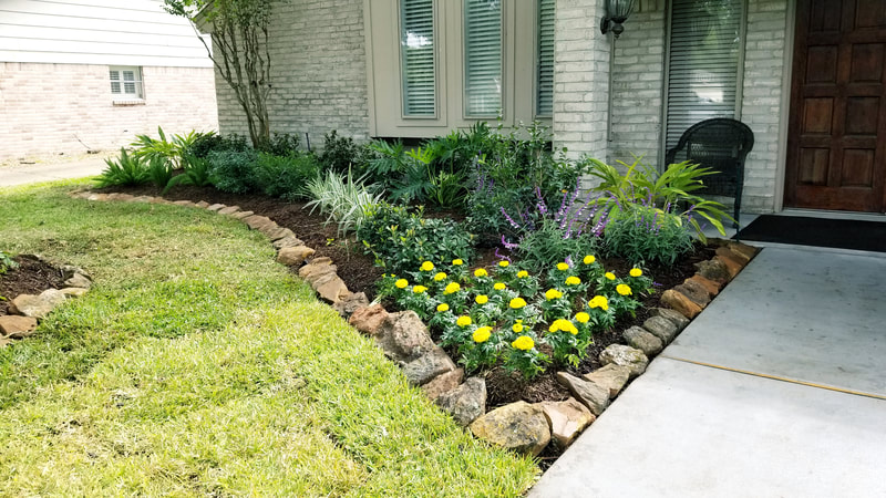 front garden and flowers installed in cypress tx