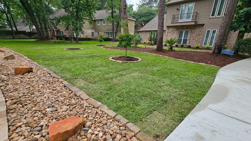 sod and rock installed in the woodlands tx