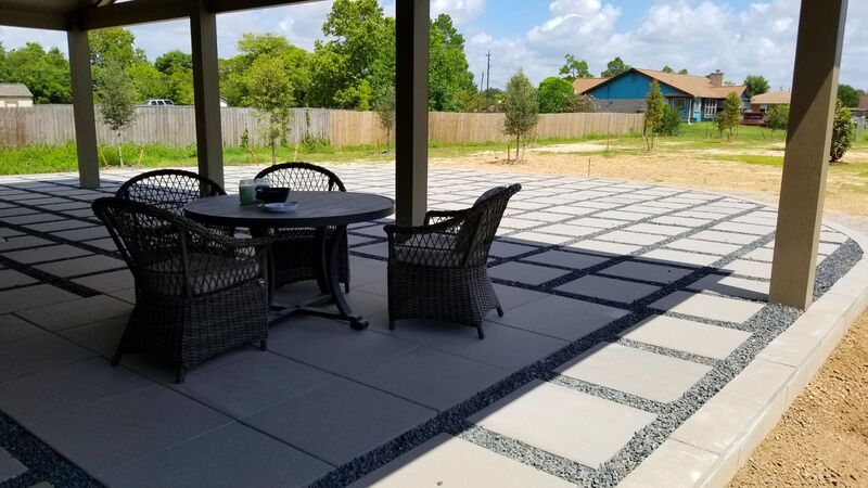 Concrete Stepping Stone Patio installed in spring tx