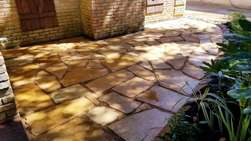 Small front Patio with flagstone 
