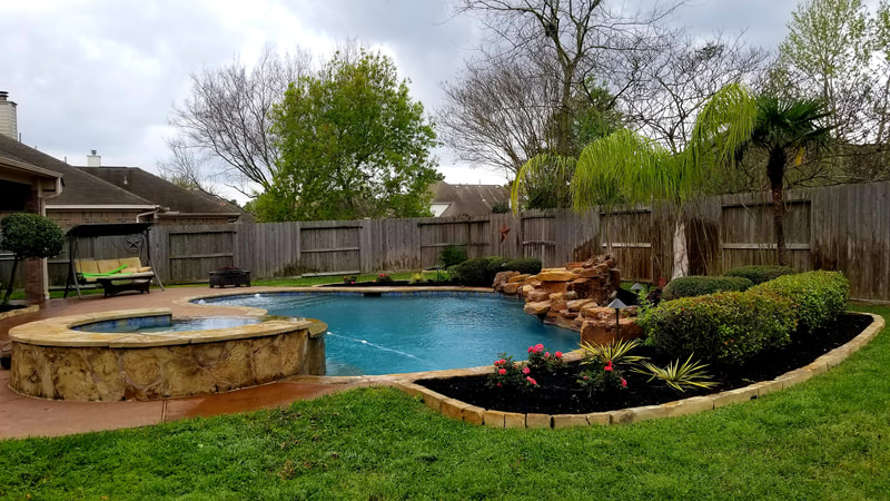 landscaping, plants around pool