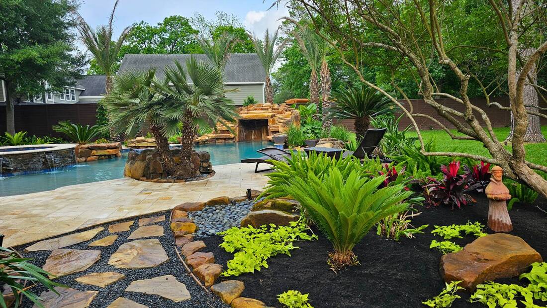 landscaping around pool area