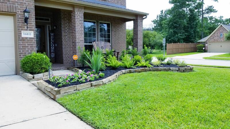 chopped stones rock borders installed in spring tx