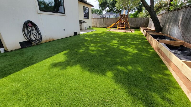 Backyard Artificial Grass installed in houston tx